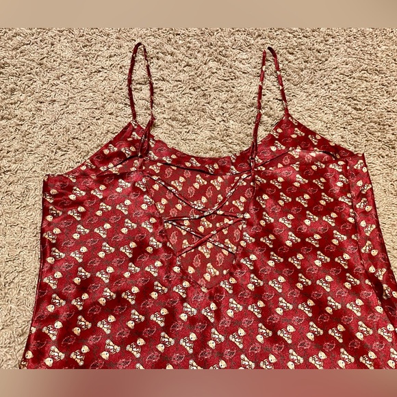 Vintage Versailles satin Teddy Bear Christmas burgundy chemise nightie - Picture 7 of 11